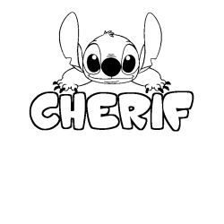 Coloriage prénom CHERIF - décor Stitch