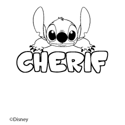 Coloriage pr&eacute;nom CHERIF - d&eacute;cor Stitch