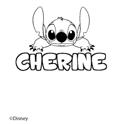 Coloriage pr&eacute;nom CHERINE - d&eacute;cor Stitch