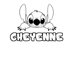 Coloriage prénom CHEYENNE - décor Stitch