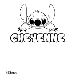 Coloriage pr&eacute;nom CHEYENNE - d&eacute;cor Stitch