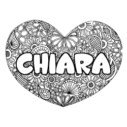 Coloriage prénom CHIARA - décor Mandala coeur