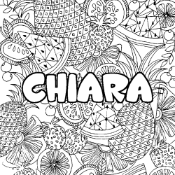 Coloriage prénom CHIARA - décor Mandala fruits