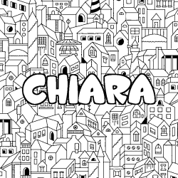 Coloriage prénom CHIARA - décor Ville