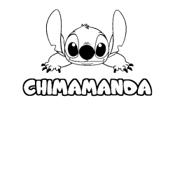 Coloriage prénom CHIMAMANDA - décor Stitch