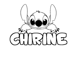 Coloriage prénom CHIRINE - décor Stitch