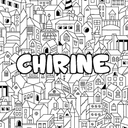 Coloriage prénom CHIRINE - décor Ville