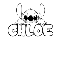 Coloriage prénom CHLOE - décor Stitch