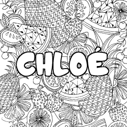 Coloriage pr&eacute;nom CHLO&Eacute; - d&eacute;cor Mandala fruits