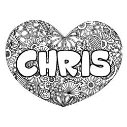 Coloriage CHRIS - d&eacute;cor Mandala coeur
