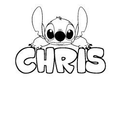 Coloriage prénom CHRIS - décor Stitch