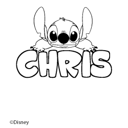 Coloriage pr&eacute;nom CHRIS - d&eacute;cor Stitch