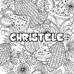 Coloriage pr&eacute;nom CHRIST&Egrave;LE - d&eacute;cor Mandala fruits