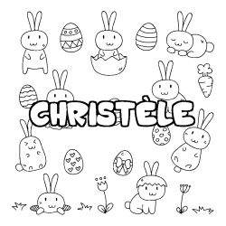 Coloriage pr&eacute;nom CHRIST&Egrave;LE - d&eacute;cor Paques
