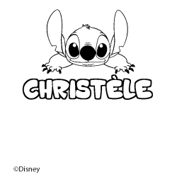 Coloriage pr&eacute;nom CHRIST&Egrave;LE - d&eacute;cor Stitch