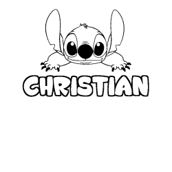 Coloriage prénom CHRISTIAN - décor Stitch