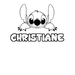 Coloriage prénom CHRISTIANE - décor Stitch