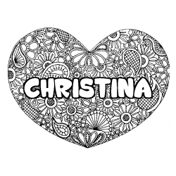 Coloriage CHRISTINA - d&eacute;cor Mandala coeur