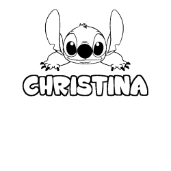 Coloriage prénom CHRISTINA - décor Stitch