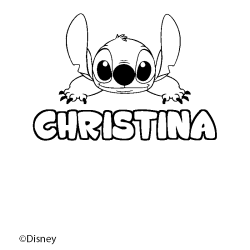 Coloriage pr&eacute;nom CHRISTINA - d&eacute;cor Stitch