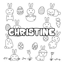 Coloriage CHRISTINE - d&eacute;cor Paques