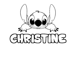 Coloriage prénom CHRISTINE - décor Stitch