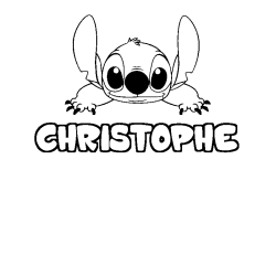 Coloriage prénom CHRISTOPHE - décor Stitch