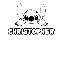 Coloriage prénom CHRISTOPHER - décor Stitch