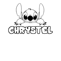 Coloriage prénom CHRYSTEL - décor Stitch