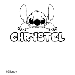 Coloriage pr&eacute;nom CHRYSTEL - d&eacute;cor Stitch