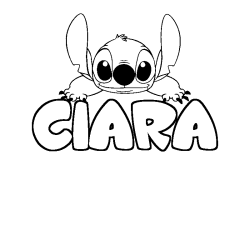 Coloriage prénom CIARA - décor Stitch