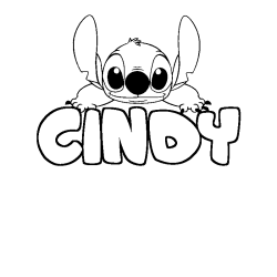 Coloriage prénom CINDY - décor Stitch