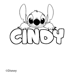 Coloriage pr&eacute;nom CINDY - d&eacute;cor Stitch