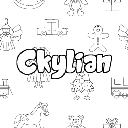 Coloriage prénom Ckylian - décor Jouets