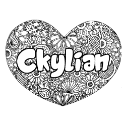 Coloriage prénom Ckylian - décor Mandala coeur