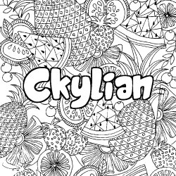Coloriage prénom Ckylian - décor Mandala fruits