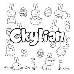 Coloriage pr&eacute;nom Ckylian - d&eacute;cor Paques