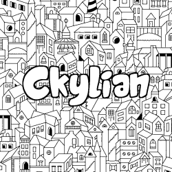 Coloriage prénom Ckylian - décor Ville
