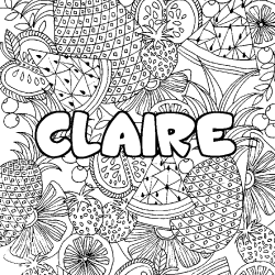 Coloriage pr&eacute;nom CLAIRE - d&eacute;cor Mandala fruits