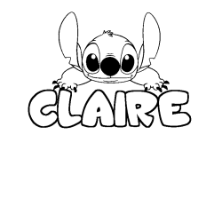 Coloriage prénom CLAIRE - décor Stitch