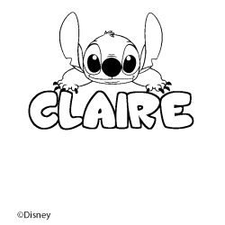 Coloriage pr&eacute;nom CLAIRE - d&eacute;cor Stitch