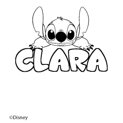 Coloriage pr&eacute;nom CLARA - d&eacute;cor Stitch