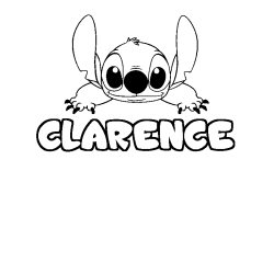 Coloriage prénom CLARENCE - décor Stitch