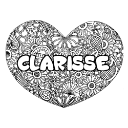 Coloriage prénom CLARISSE - décor Mandala coeur