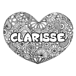 Coloriage pr&eacute;nom CLARISSE - d&eacute;cor Mandala coeur