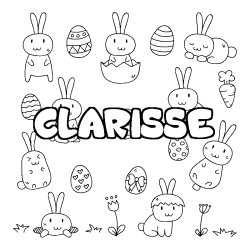 Coloriage prénom CLARISSE - décor Paques