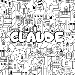 Coloriage prénom CLAUDE - décor Ville