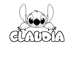 Coloriage prénom CLAUDIA - décor Stitch