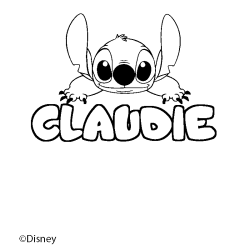 Coloriage pr&eacute;nom CLAUDIE - d&eacute;cor Stitch