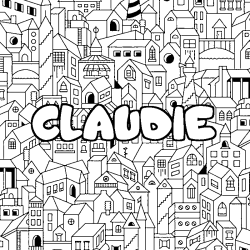 Coloriage prénom CLAUDIE - décor Ville